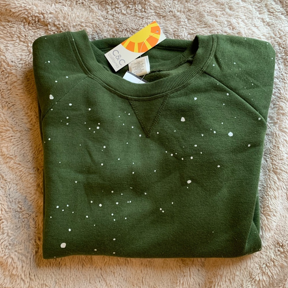 C&C splatter forest green sweatshirt